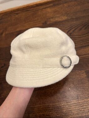 Armani Exchange white Cadet Cap with Silver Ring Accent
